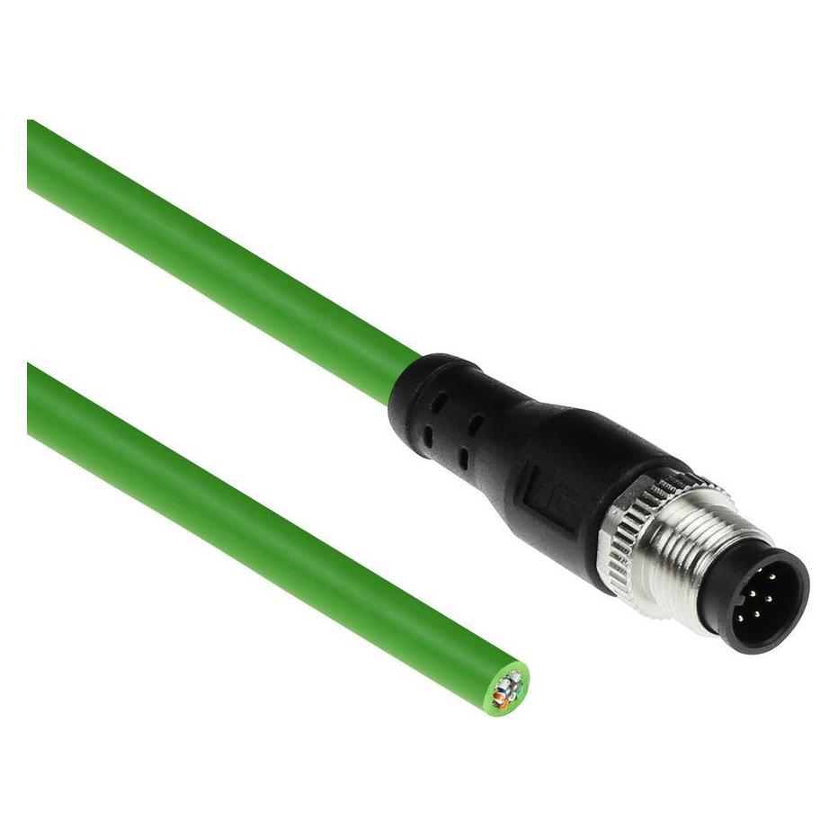 ACT Industrial 1.50 meters Sensor cable M12A 8-pin male to open end, Ultraflex TPE cable, shielded (SC3804)