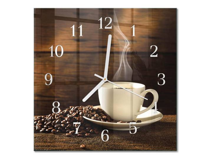 Tulup Wanduhr 30x30 cm - Kaffee, Braun, Glas, Quadratisch, 30x30x0.4 cm, Dekoration, Uhren, Wanduhren