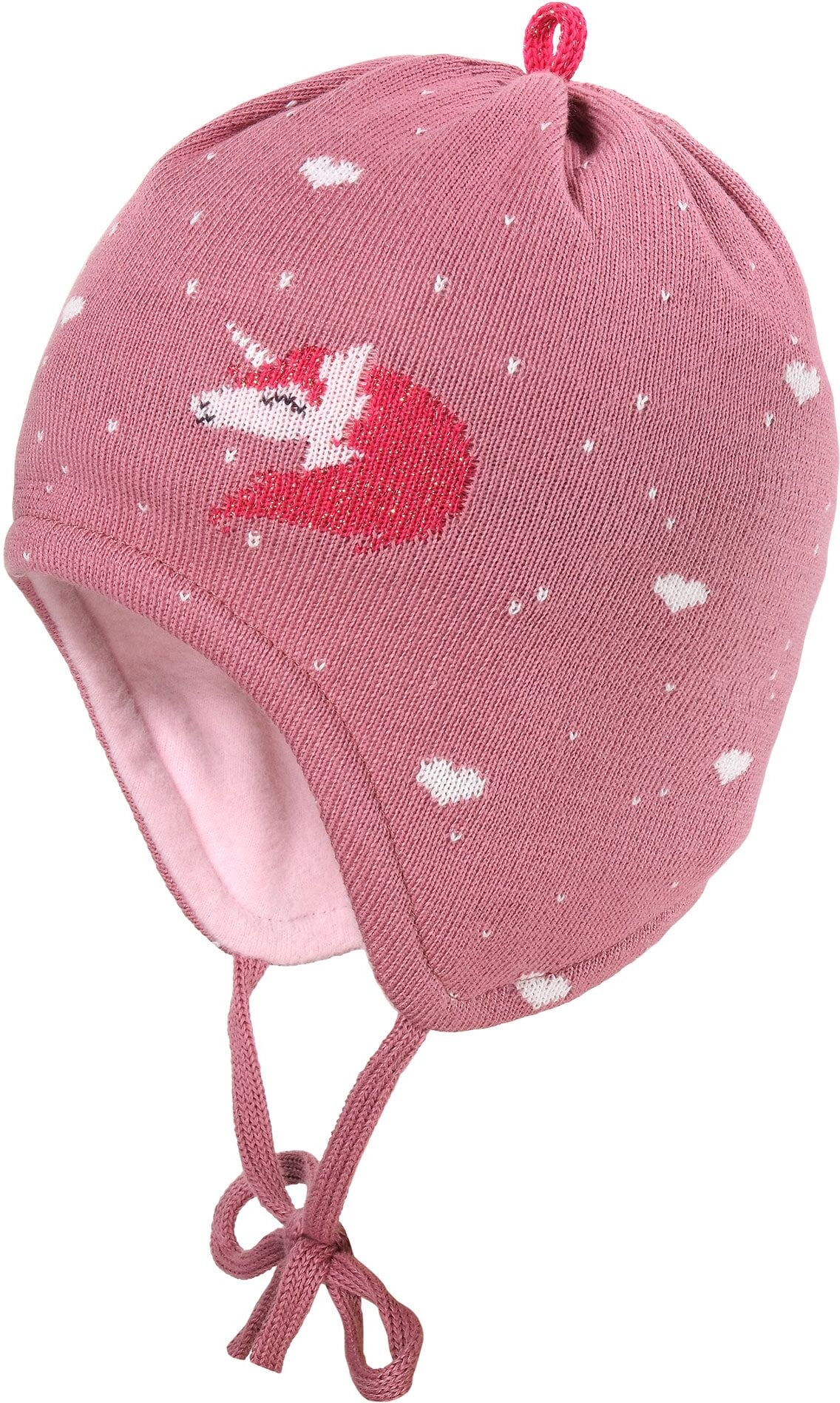 Strickmütze MAXIMO, Baby, Gr. 51, rosa (foxglove, dunkelpink), Strick, Baumwolle, mehrfarbig, Mützen Strickmütze, Baumwolle, gefüttert, zum Binden foxglove, dunkelpink 51