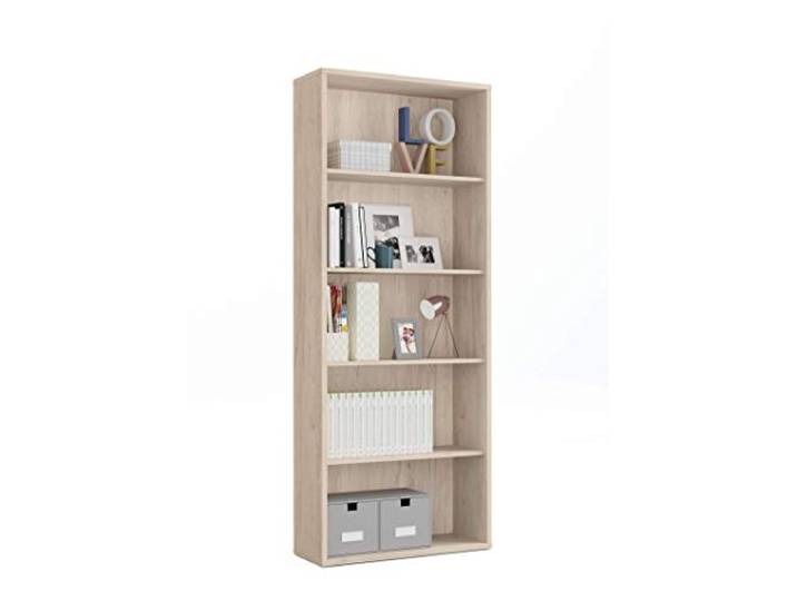 MUEBLES PITARCH 10093 Regal, Partikel-Spanplatte und Melamin, hohe Dichte, Eiche Aurora, 196,5 x 75,5 x 33 cm