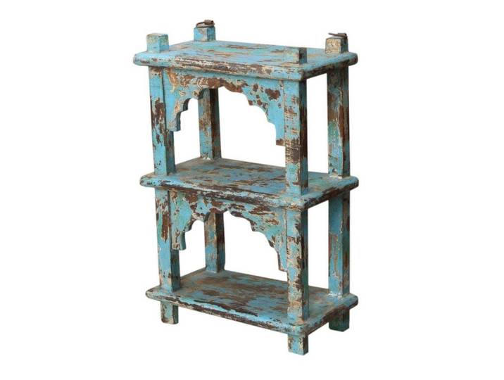 Guru-Shop Weinregal Indisches Vintage Regal, antikblaues kleines..