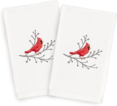 Authentic Hotel and Spa Turkish Cotton Cardinal White Set of 2 Hand Towels