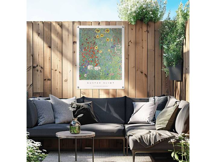 Poster extérieur Klimt tournesols PVC Vert/Vert 60 x 80 x 0cm