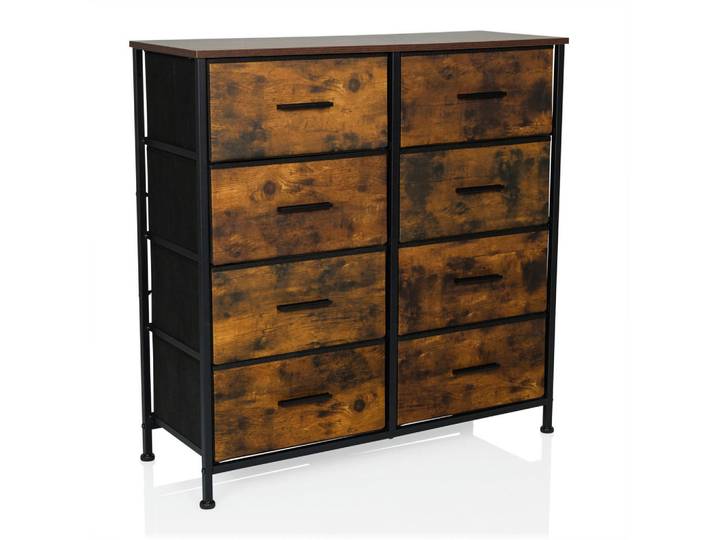 Mid.you Kommode, Eiche, Metall, 8 Schublade(n) Schubladen, 80x82x30 cm, Wohnzimmer, Kommoden & Sideboards, Kommoden