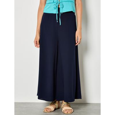 Wirkhose APRICOT "Weite Hose", Damen, Gr. S (36), N-Gr, blau (navy), gewebt, Obermaterial: 100% Polyester PES., uni, Hosen, mit fließendem Schnitt