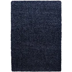 Teppich Hochflor Unifarben Polypropylen Wohnzimmer Shaggy Marineblau Läufer 60x110 | Kadima Design