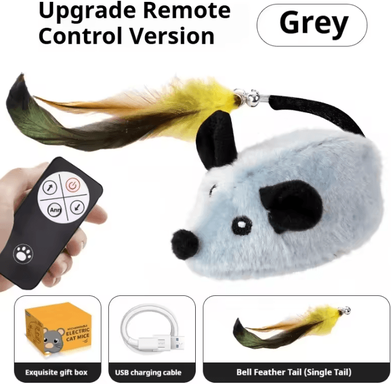 Inspire Curations SqueakyMouse Motion Sensing Interactive Cat Toy grey With Remote