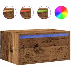 vidaXL Wand-Nachttisch mit LED-Leuchten Altholz-Optik