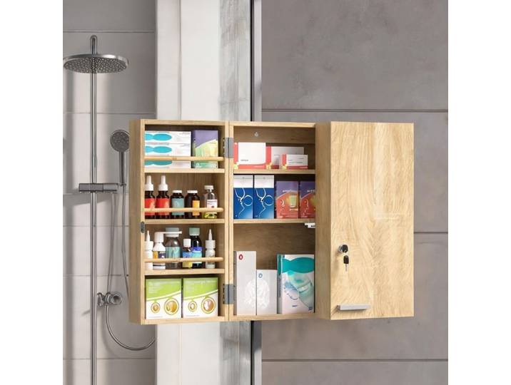 Armoire A Pharmacie en MDF Chêne 53 x 20 x 53 cm - Chêne MDF 53 x 20 x 53 cm Ref 7A0OBS