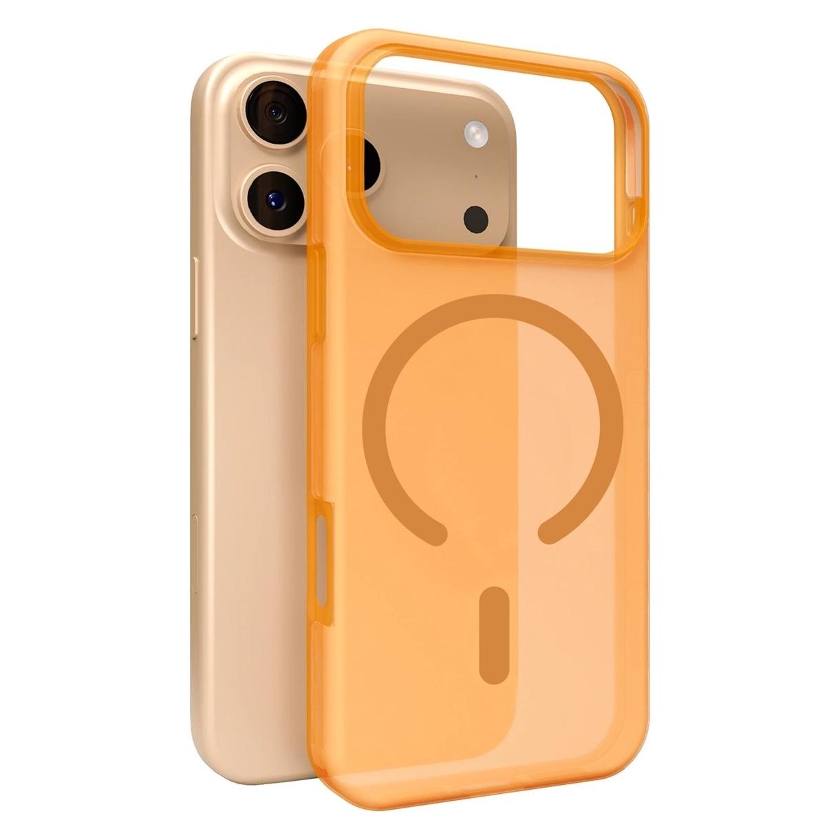 Puro Daylight Magsafe-kompatible Silikonhülle für iPhone 17 Pro - durchscheinendes Orange (Apple iPhone 17 Pro) (PUIPC17P63DAYL2ORA)