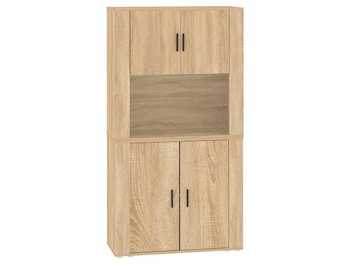 GHVBNMF Highboard Sonoma-Eiche 2-teilig Kommode Holzwerkstoff 80x33cm Vielseitiger Lagerschrank für Wohnzimmer und Schlafzimmer mit Wandbefestigung und reichlich Stauraum für Alltagsgegenstände.