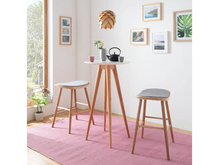 Bartisch Ø 60cm Holz/Weiß/Weiß