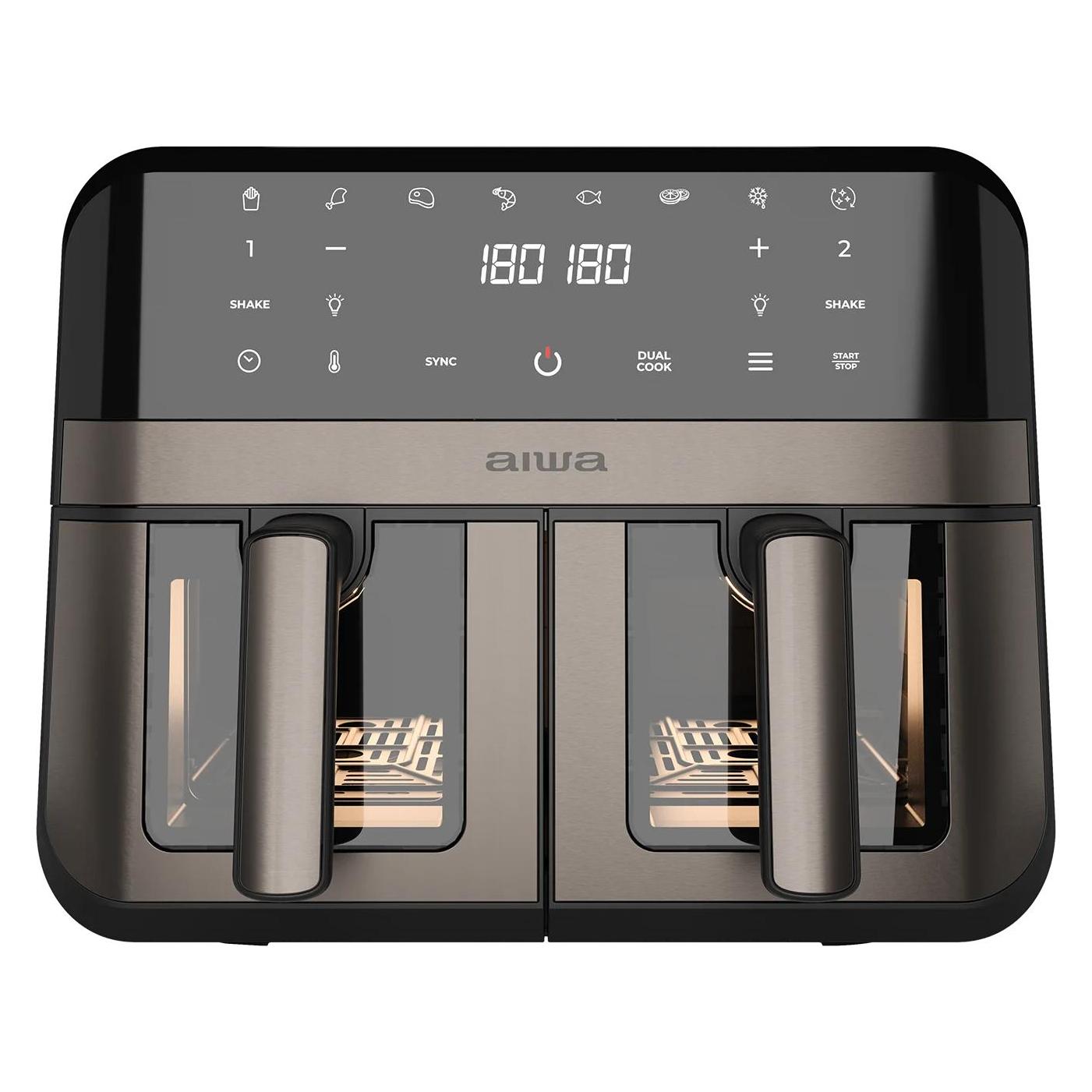 Aiwa Dual Zone Air Fryer with Digital Controls, 8 Presets, Self-Cleaning, and Silent Operation (9 l) (AFR-9000)