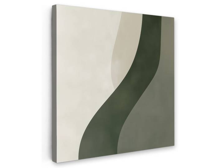 LEINWANDBILD Japandi - Grün - Abstrakt - Modern Wandbild Wohnzimmer 50x50 cm
