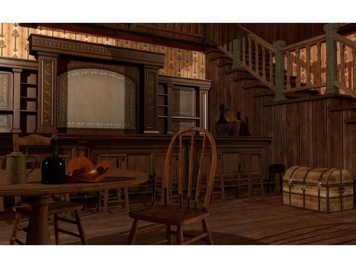 Fototapete PAPERMOON Wild West Saloon , bunt, B:4,5m L:2,8m, Vlies, Tapeten, Fototapete