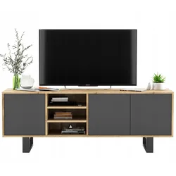 TV-LOWBOARD Apollo Wotan Eiche / Graphit matt 150 cm mit Metallfüßen