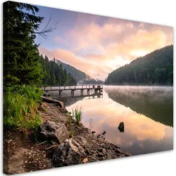 LEINWANDBILD Aussicht See Steg Natur 60x40cm