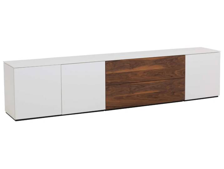 Sideboard Timber, Weiss, Schublade Nussbaum, b 250 cm t 42 cm h 56 cm