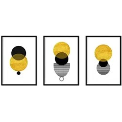 POSTER Set Mit 3 Geometrisch Sonnenfinsternis A4 Rahmenlos