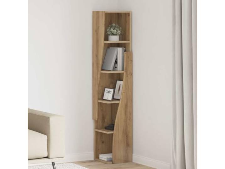 KGHFDVB Eckschrank 27,5x27x140cm Holzwerkstoff Artisan-Eiche Platzsparendes Eckdesign, Robust, Mattes Finish, Viel Stauraum, Wandbefestigung