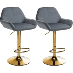 2er Set Barhocker Braga Gold Samt