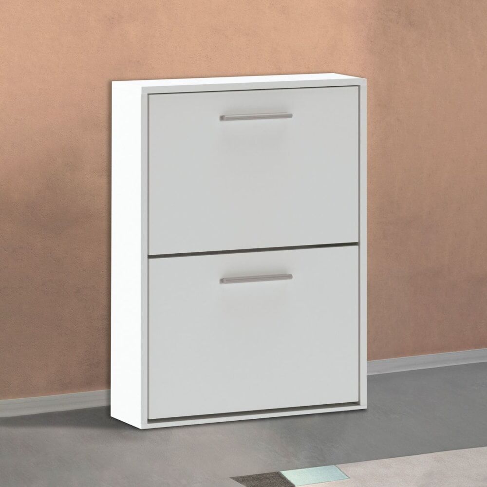 duehome Zapatero de 2 puertas abatibles 53x73 cm melamina blanco