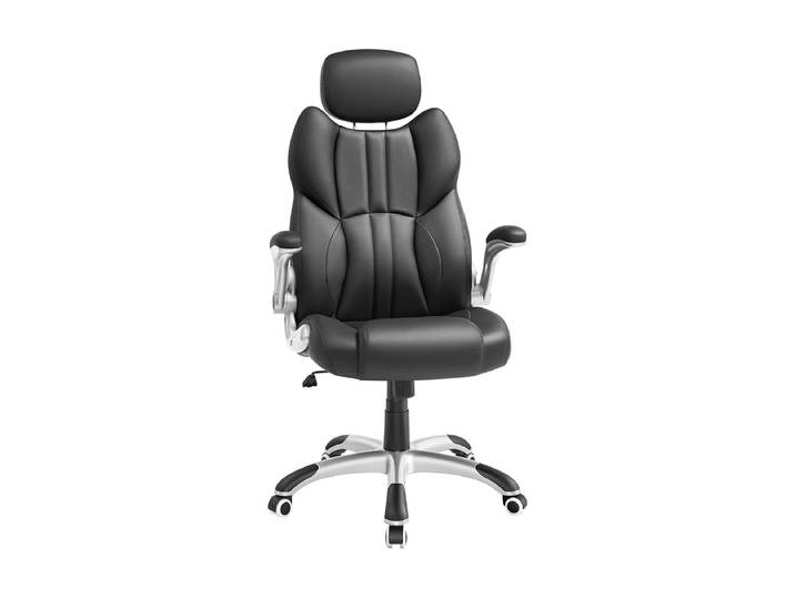 Bürostuhl SONGMICS mit Armlehnen , schwarz, H:129cm, Metall, Stühle, Bürostuhl