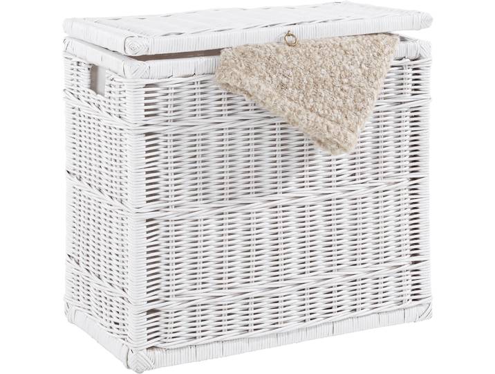 Wäschetruhe MY HOME Duo , weiss (weiß), B:69cm H:61cm T:37cm, Geflecht Rattan, Wäschesammler, Wäschetruhe, mit 2 Kammern