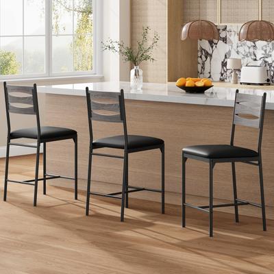 Garvee 2PCS Thick Cushion Faux Leather Bar Stools
