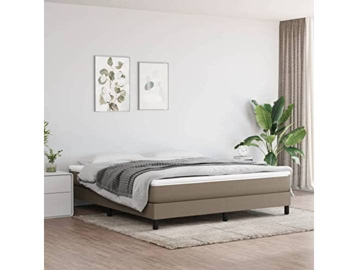 YNGBHFNOP Strapazierfähiger Stoff Atmungsaktiv Stabil Schlafzimmer Boxspringbettgestell Taupe 180x200 cm Stoff Bettrahmen mit Kopfteil Stabil Holzlatten Polsterbett Matratzenbasis Schlafzimmer