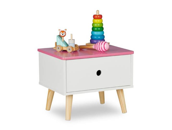 Relaxdays Nachttisch für Kinder mit Schublade