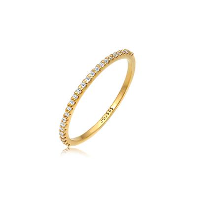 Diamantring ELLI DIAMONDS "Ring Memoire Diamanten Brillantschliff (0.125 ct) 585 Gelbgold" Gr. 54, gold, Fingerringe, Damen, 54, Gelbgold 585, Diamantring