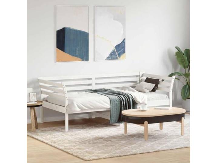 YNGBHFNOP Massivholz Tagesbett mit Schutzgitter Kiefer Weiß 75x190 cm Tagesbett ohne Matratze Massivholz Kiefer Weiß 75x190 cm Gästebett Schlafsofa mit Schutzgitter für Wohnzimmer Schlafzimmer