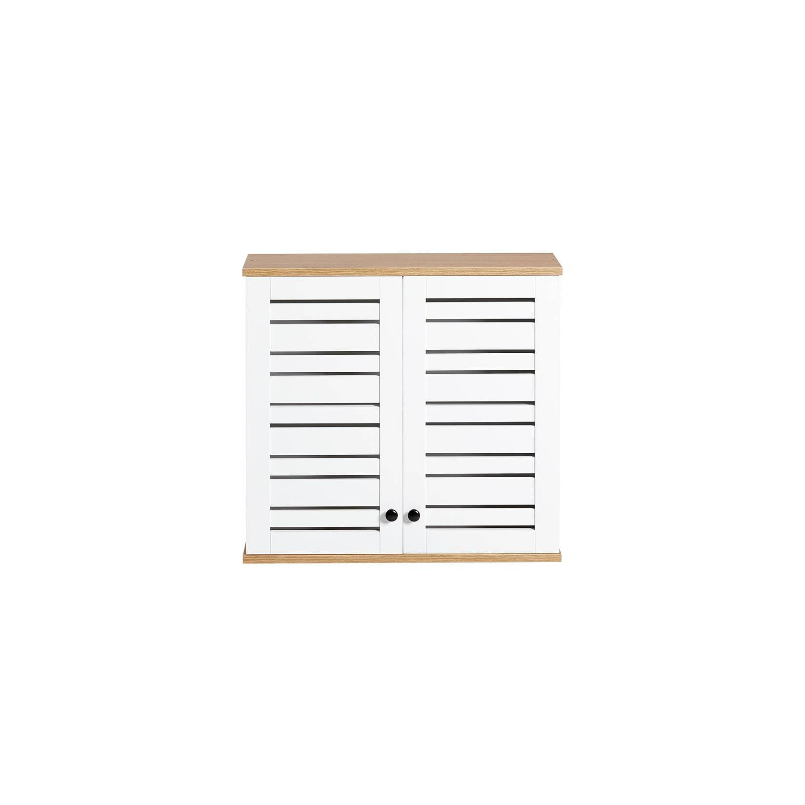 SoBuy Hängeschrank mit 2 Türen Weiß 60x19x56cm Rustikal