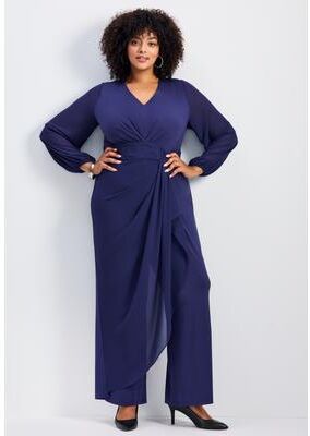 Plus Size Women's Luxe Drape Chiffon Overlay Jumpsuit by Avenue in Nightshade (Size 22/24)