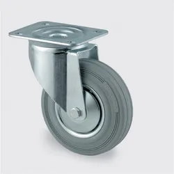 Transportrolle TENTE mit Deckung, 160 mm, drehbar, grauer Gummi