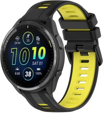 Everyday Crate Garmin Forerunner 965 Silicone Watch Band Two Color Replacement Strap For Garmin Smartwatches black+yellow