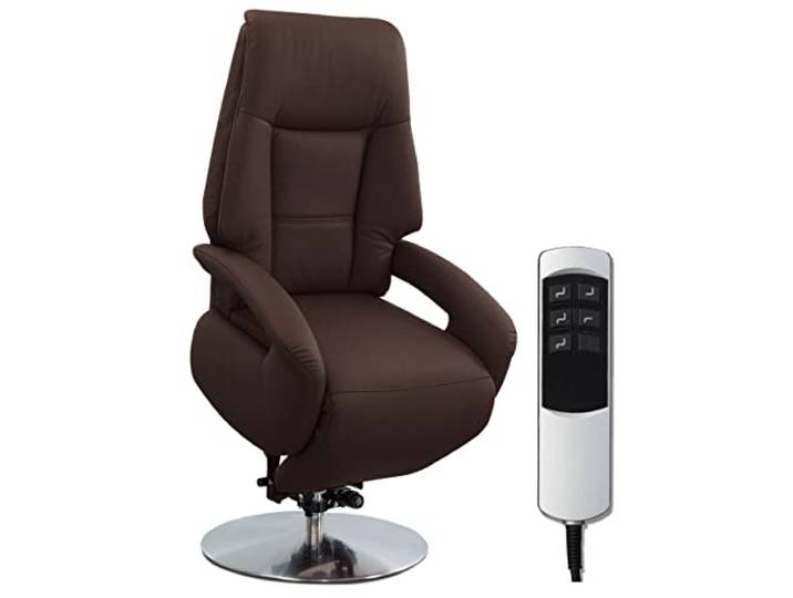 CAVADORE Fauteuil en Cuir véritable Edinburgh avec releveur réglable électriquement et 2 Moteurs électriques Marron 74 x 114 x 77 cm