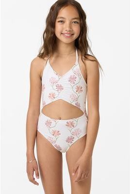 O'Neill s Ivy Floral Cinched One-Piece in Tofu, Size 7, Elastane/Polyamide