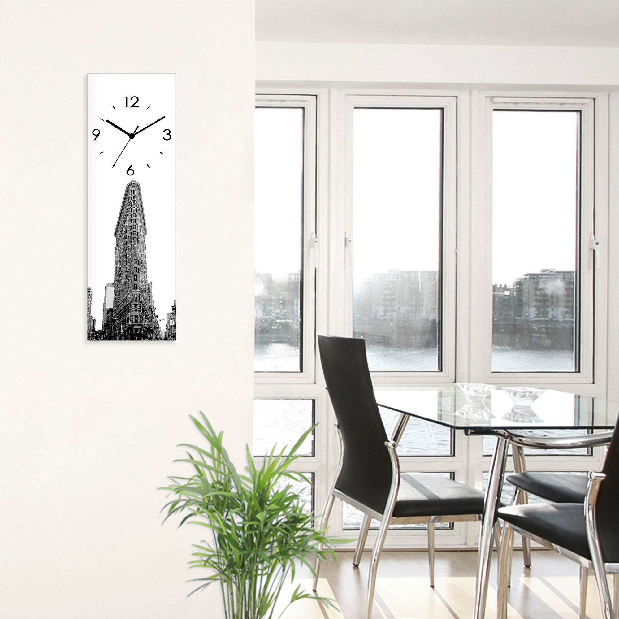 Wanduhr ARTLAND "Flatiron Building New York", schwarz, B:20cm H:60cm T:1,8cm, Wanduhren, Wanduhr, wahlweise mit Quarz- oder Funkuhrwerk, lautlos ohne Tickgeräusche schwarz B/H/T: 20cm x 60cm x 1,8cm, Funkuhr