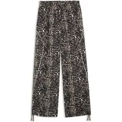 Puma Damen Freizeit / Mode Sommer GJ Sporthosen lang Jogginghosen Da PUMA SPORT ANIMAL Relaxed AOP Wide Leg Woven Pants, Größe XL in beige beige