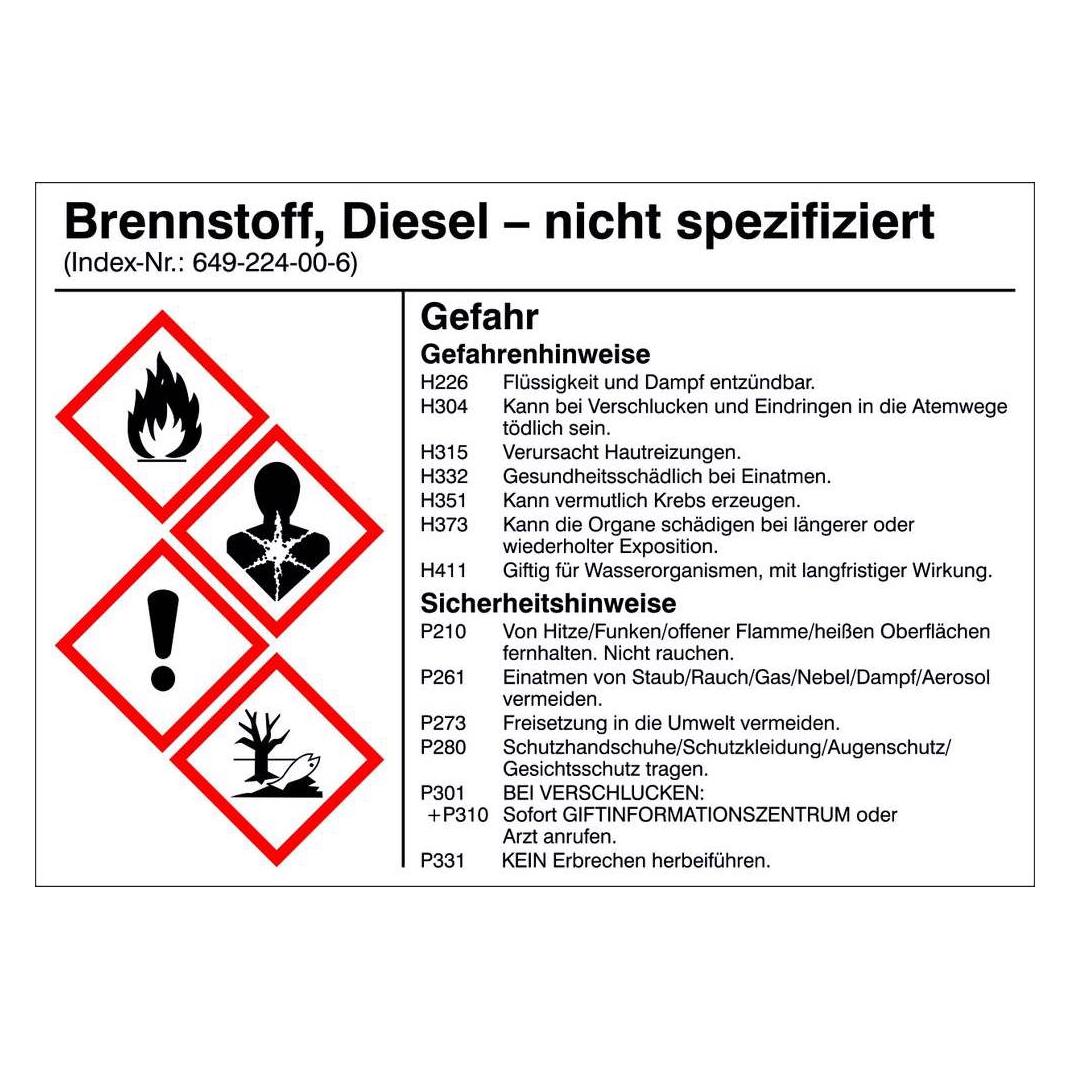 SafetyMarking Gefahrstoffetiketten G005 Brennstoffe Diesel nicht spezifiziert 0. (21.B1200.05)