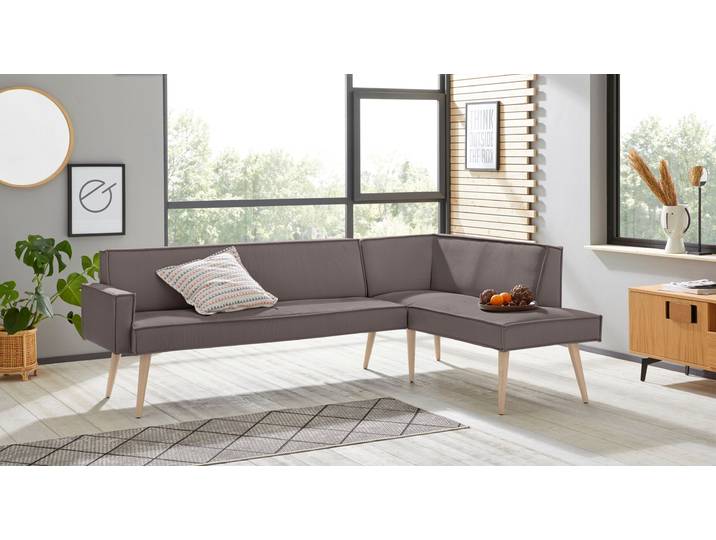 exxpo - sofa fashion Lungo, moderne Kedernaht, bequem und elegant, hoher Holzfuss hochwertige Detailverarbeitung, frei im Raum stellbar