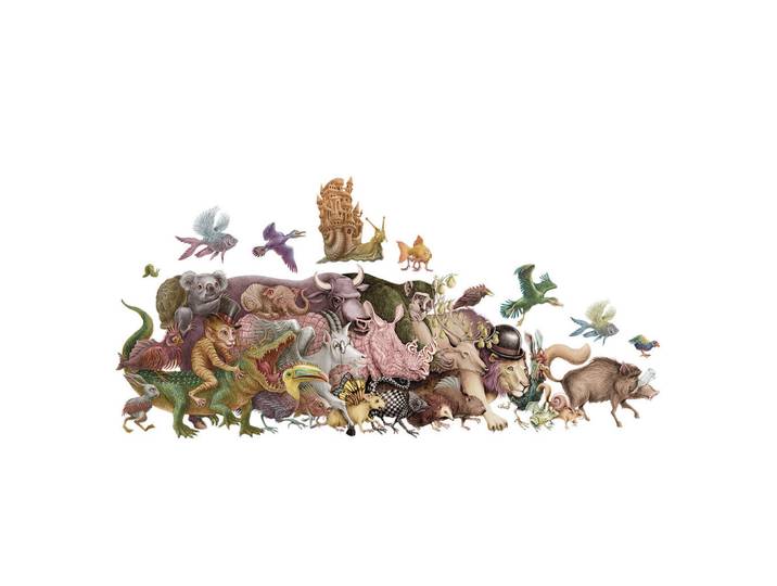 Wallfluent Wandaufkleber 100x173cm - Märchenwesen, Mehrfarbig, Kunststoff, Rechteckig, 100x173x0.1 cm, Tapeten & Wandverkleidungen, Wandtattoos & Sticker, Wandtattoos