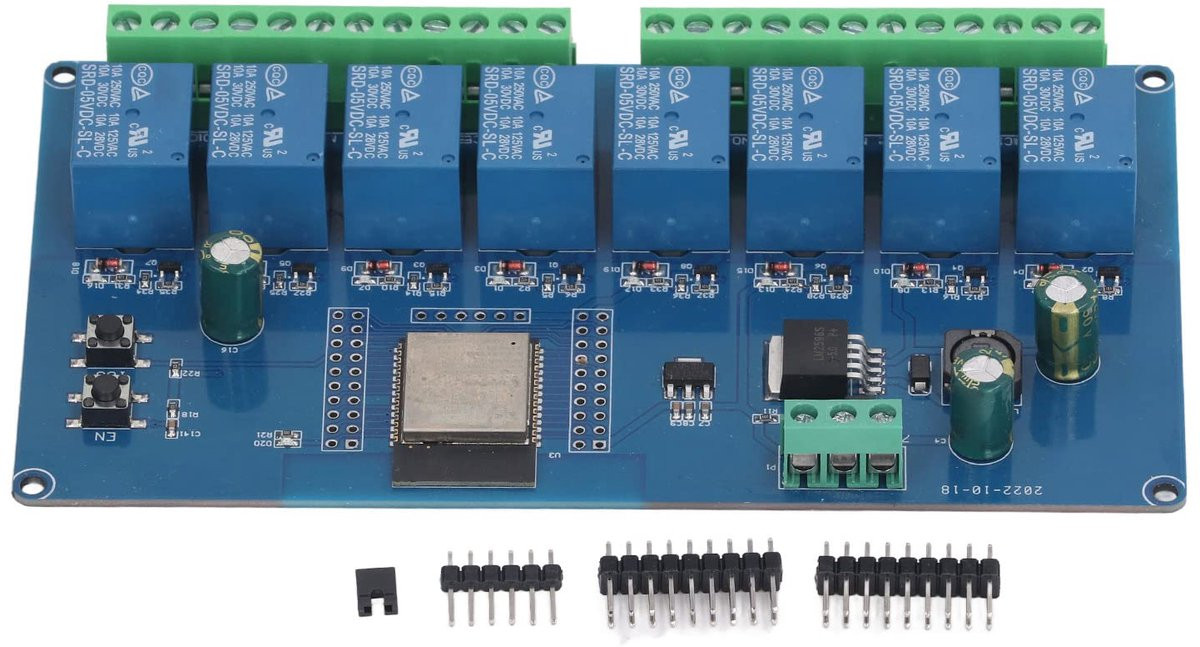 8-kanaals Relaismodule met WiFi en BLE Draadloze Bediening WROOM-32E DC Prototypebord