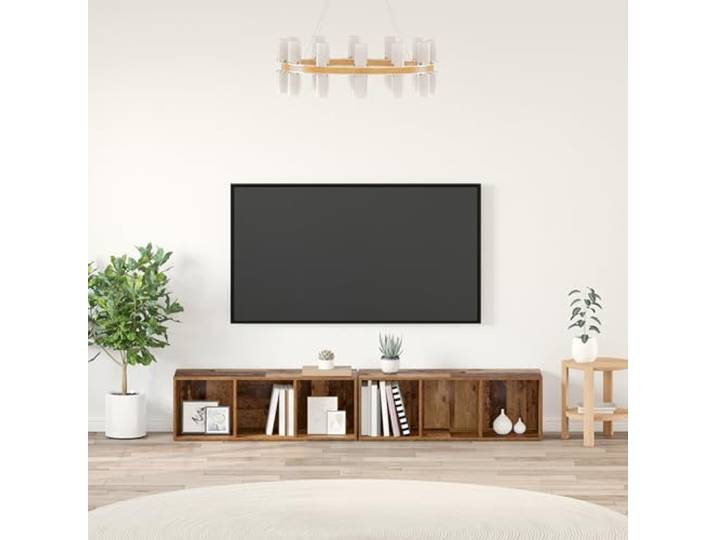 HEFZGDB TV-Schrank-Set 2 pcs Altholz 37 x 35 x 107 cm Holzwerkstoff, Cube Modulregalsystem mit würfelförmigen Fächern für Lagerung und Ordnung, modular anpassbares Design,