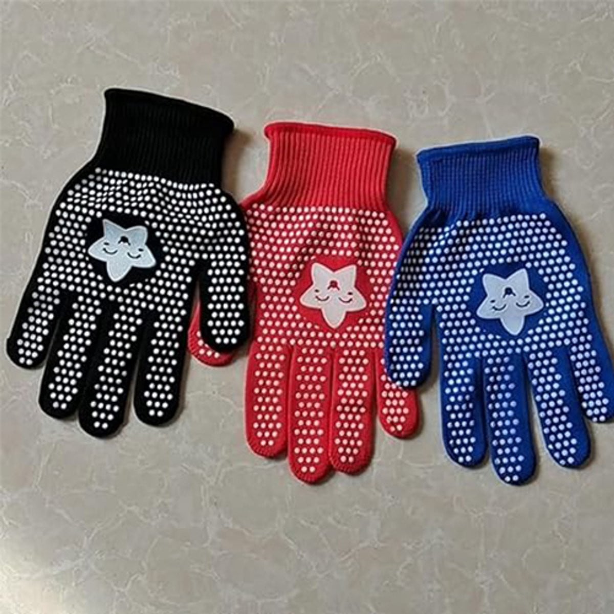 Set van 3 paar antislip tuinhandschoenen voor kinderen van 3 tot 7 jaar