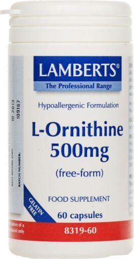 Lamberts L-Ornithine 500 mg Free Form and Maximum Absorption 60