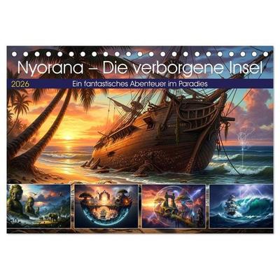 Nyorana – Die verborgene Insel (Tischkalender 2026 DIN A5 quer), CALVENDO Monatskalender
