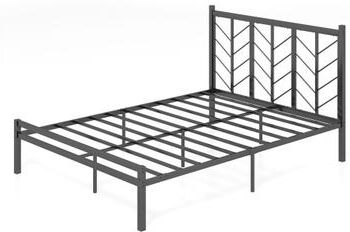 Costway Queen Size Platform Bed with Headboard and Metal Frame-Queen Size